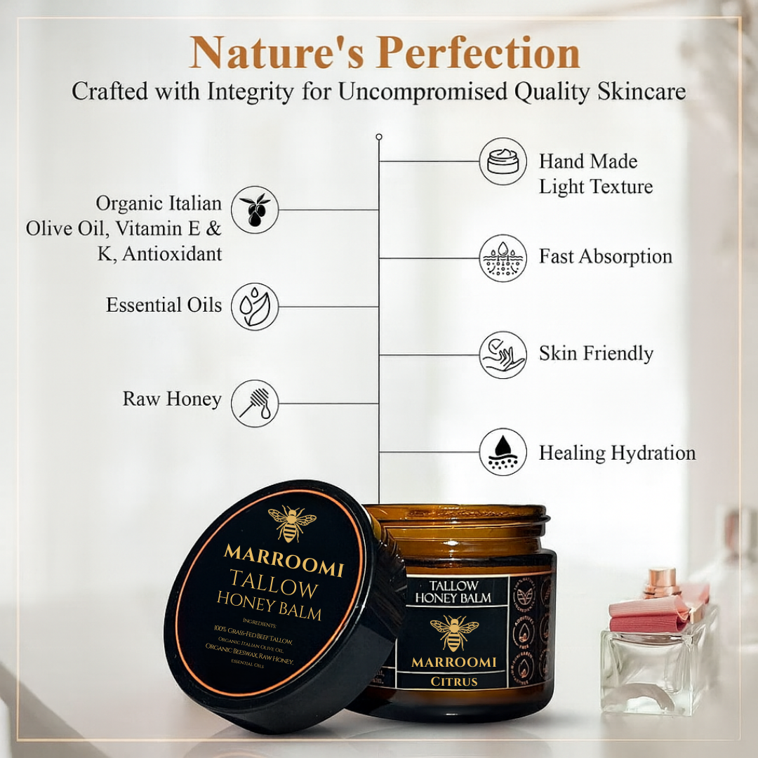 Organic Grass-Fed Beef Tallow Balm With Raw Honey