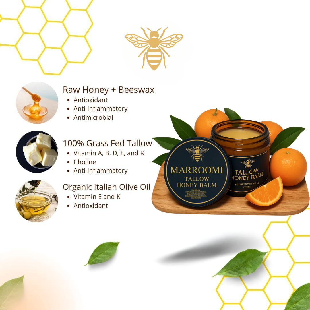 Organic Grass-Fed Beef Tallow Balm With Raw Honey